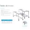 table de tri inox mobile 2 plateaux 2000x700x910 mm  poids 45 kg