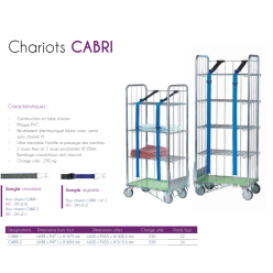 chariot sur roues CABRI 1 roll 698x471x1479 mm charge 250 kg poids 32 kg