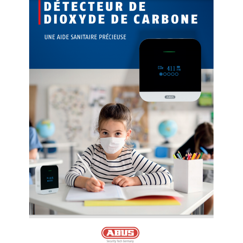 Détecteur de CO2 dioxyde de carbone CO2 de température et d'humidité AIRSECURE à LEDS MARQUE ABUS Détecteur de CO2 dioxyde de carbone CO2 de température et d'humidité AIRSECURE à LEDS MARQUE ABUS