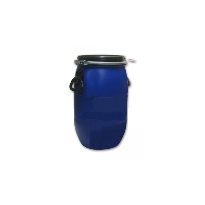 Fût ADR vide 30 litres polyéthylène bleu avec 2poignées et couvercle jointé avec cerclage