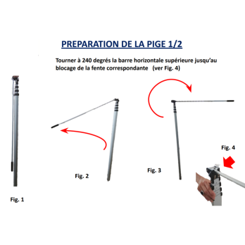 Pige télescopique de mesure hauteur camion 5 parties Niveau à bulle et bras horizontal ( avec étui )
