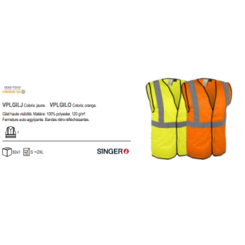 Gilet de signalisation haute visibilité ORANGE Polyester fermeture à scratch VPLGILO