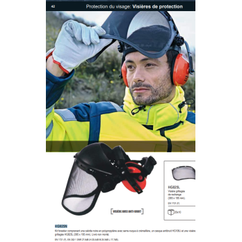 casque de protection anti bruit avec visière pour forestier HG925N