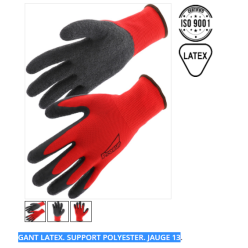 gants de manutention latex rouge PER73LAT