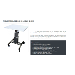 table de travail mobile en inox  ergonomique