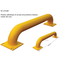 arceau de protection jaune en acier pour sécurité des quais logistique