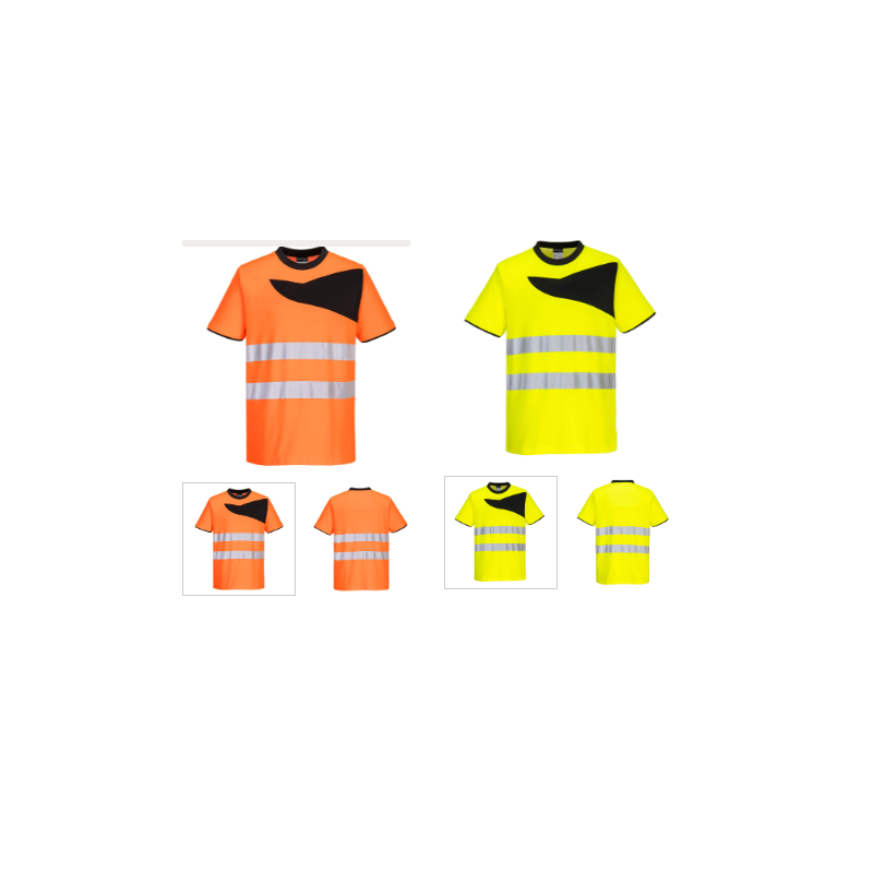 T-shirt haute visibilité PW2 M/C orange ou jaune fluo PW213