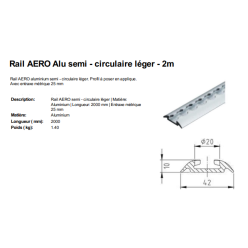 Rail d'arrimage aluminium aéronautique bombé 2M00