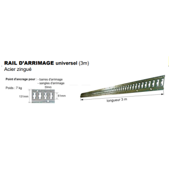 RAIL D’ARRIMAGE UNIVERSEL 3m camion acier zingué