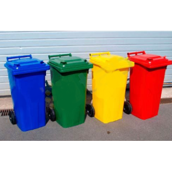 Conteneurs à déchets 120 litres à roulettes pour le tri sélectif couleurs bleu rouge jaune vert