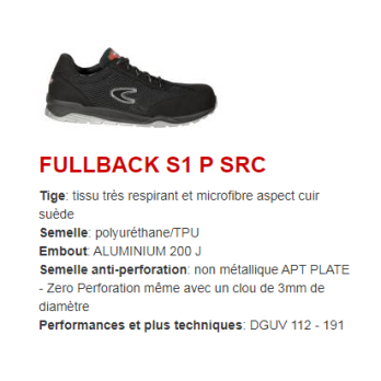 Chaussures de sécurité FULLBACK S1P SRC