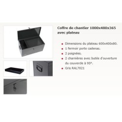 COFFRE DE CHANTIER AVEC PLATEAU  1000X480X365