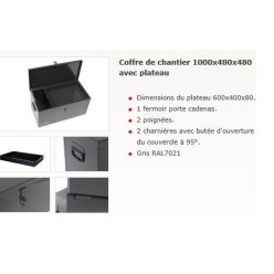 COFFRE DE CHANTIER AVEC PLATEAU 1000X480X480