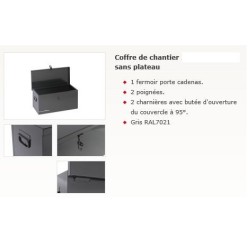 COFFRE DE CHANTIER SANS PLATEAU 550X350X350