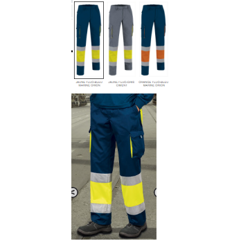 Pantalon de travail bicolore multi-poches haute visibilité FACTORY