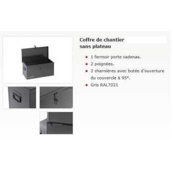 COFFRE DE CHANTIER SANS PLATEAU 850X350X350