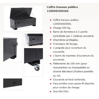 COFFRE TRAVAUX PUBLICS  A SECURISATION RENFORCEE 1200X830X560