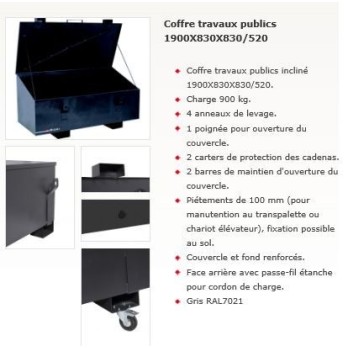 COFFRE TRAVAUX PUBLICS 1900X830X830/520