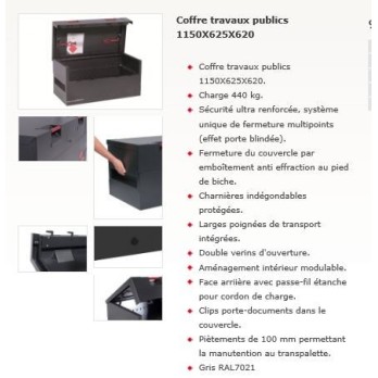 COFFRE TRAVAUX PUBLICS SECURISE  A SECURISATION ULTRA RENFORCEE 1180X637X725