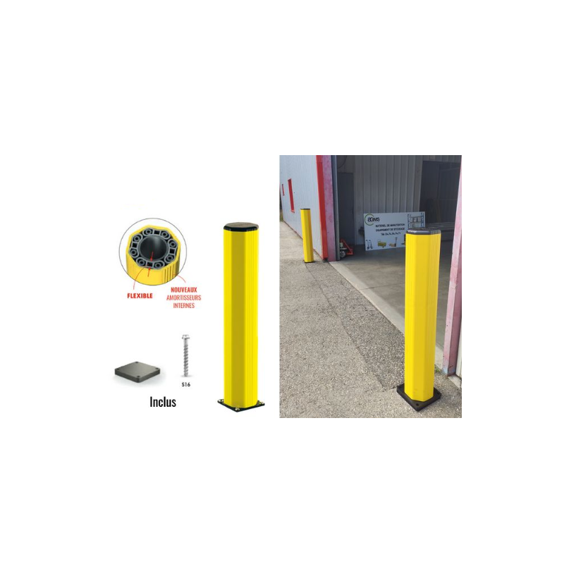 Poteau de protection flexible hauteur 1M20 diamètre 200 mm jaune