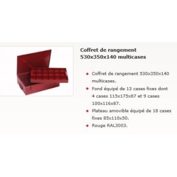 COFFRET DE RANGEMENT 31 CASES 530X350X140 MALLETTES A CASIERS METAL      - VALISE A OUTILS
