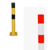 Poteau de protection jaune et noir ou rouge et blanc sur platine à fixer hauteur 0M80 diam 90 mm