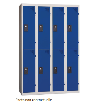 Vestiaire multicases professionnel monobloc 4 colonnes de 2 cases chacune