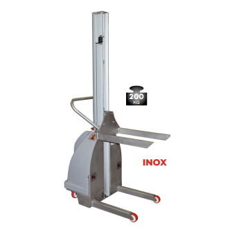 Gerbeur semi-électrique INOX 304 acier galvanisé charge 200 kg hauteur de levée 1500 mm
