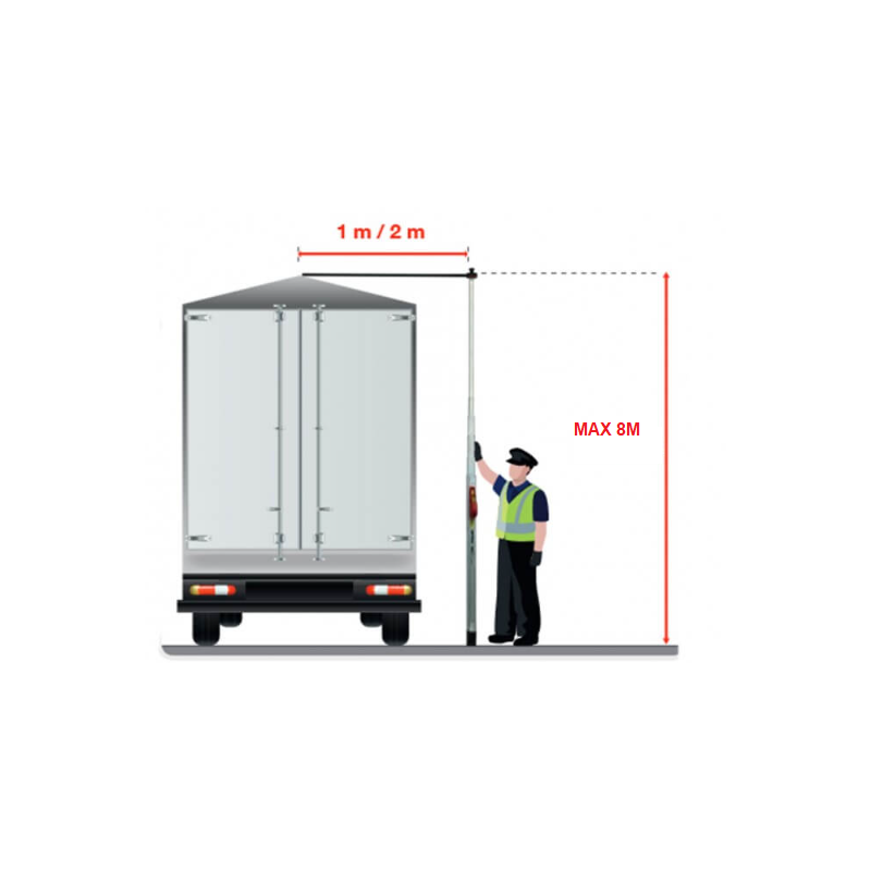 Perche mesure de hauteur des camions hauteur 6 M avec bras télescopique 1 à 2M