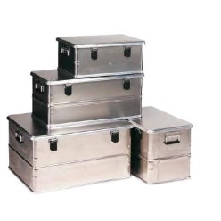 coffre aluminium 850x440x350 mm utile poignees abattantes fermeture cadenassable fond renforce