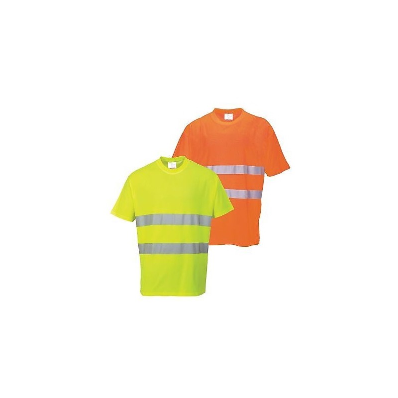 Tee shirt haute visibilité coton majoritaire orange ou jaune S172