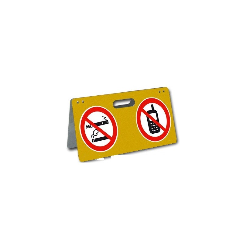 Chevalet PETROLIER  2 logos rétro réfléchissant Défense de fumer et interdit de téléphoner aluminium 300 x 500