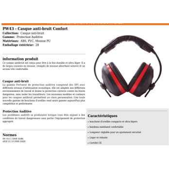 Casque anti-bruit confort PW43