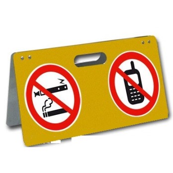 Chevalet SHELL STATION SERVICE PETROLIER avec 2 logos  Défense de fumer et interdit de téléphoner en aluminium 300 x 500