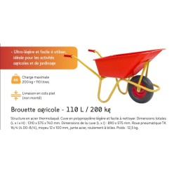 Brouette agricole 100 litres CHARGE 200 kg