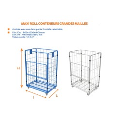 Maxi Roll conteneur 4 côtés 790x1200x1800 mm