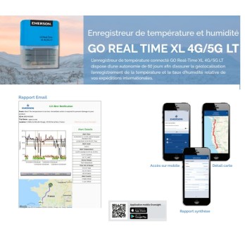 Enregistreur de température et humidité et géolocation connecté en temps réel EMERSON Go real time XL 4G/5G LT