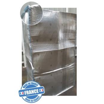 Housse de protection thermique film aluminium bulle pour palette export 100x120x180