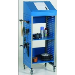 Pupitre d'atelier mobile avec panneaux perforés 490x445x1310 mm