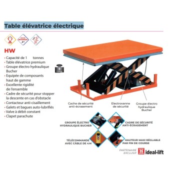 Table élévatrice électrique 1T 380V TRI plateau 1300x820 mm