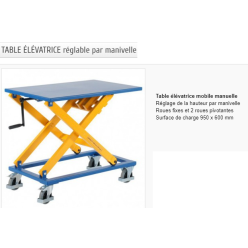 Table élévatrice mobile manuelle hauteur levage 410-1000 mm capacité 300 kg