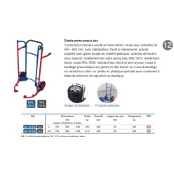 Diable porte pneus bas charge 200 kg