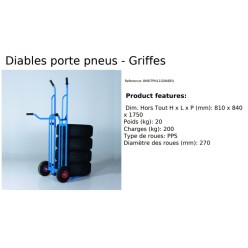 Diable porte pneus et bouteilles de gaz charge 200 kg