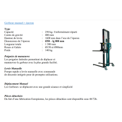 copy of Gerbeur manuel avec éperon porte-bobine charge 250 kg