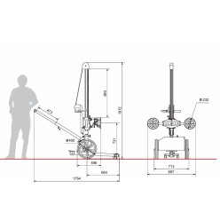 gerbeur lève panneaux vitres a ventouses charge 150 kg plan