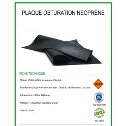 Plaque D'obturation néoprène NOIRE 800X800X2 MM