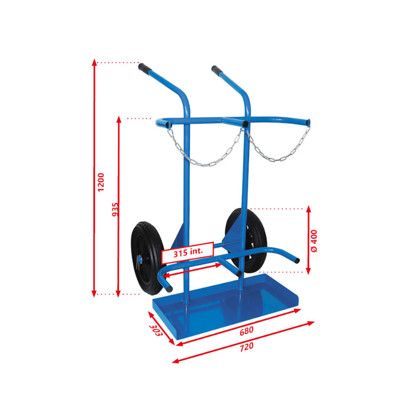 CHARIOT DE MANUTENION POUR 2 BOUTEILLES GAZ B50 diamètre maxi 315