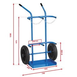 CHARIOT de MANUTENTION 2 BOUTEILLES DE GAZ  B50 DIAMETRE 250 max