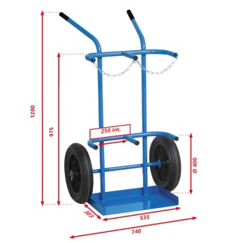 CHARIOT de MANUTENTION 2 BOUTEILLES DE GAZ  B50 DIAMETRE 250 max