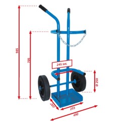 Chariot DE MANUTENTION POUR 1 bouteille GAZ B20 490 x 985 MM